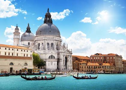 Canal Grande and Basilica di Santa Maria della Salute - Venice, Italy .