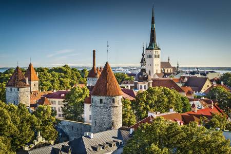 Old Town Skyline Of Toompea Hill In Tallinn