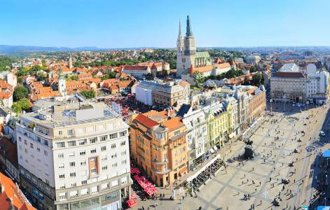 View from above of Ban Jelacic Square in Zagreb