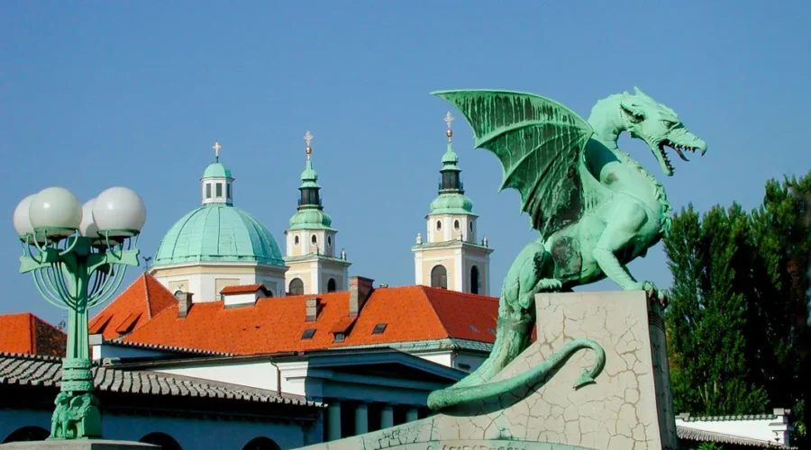 Dragon statue in Ljubljana